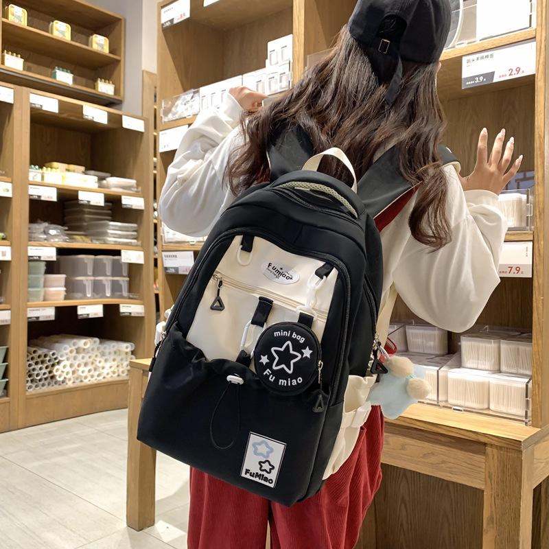 Small fresh and sweet wind literary belt small bag student schoolbag spring and summer printing large-capacity backpack