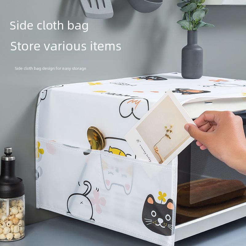 Cartoon Microwave Oven Dust Cover with Hanging Storage Bag