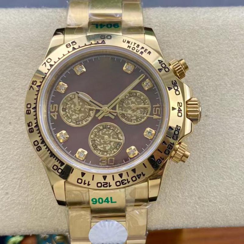 Rolex Daytona 40mm Diamond-Inlaid Multifunctional Automatic Mechanical Men's Watch.