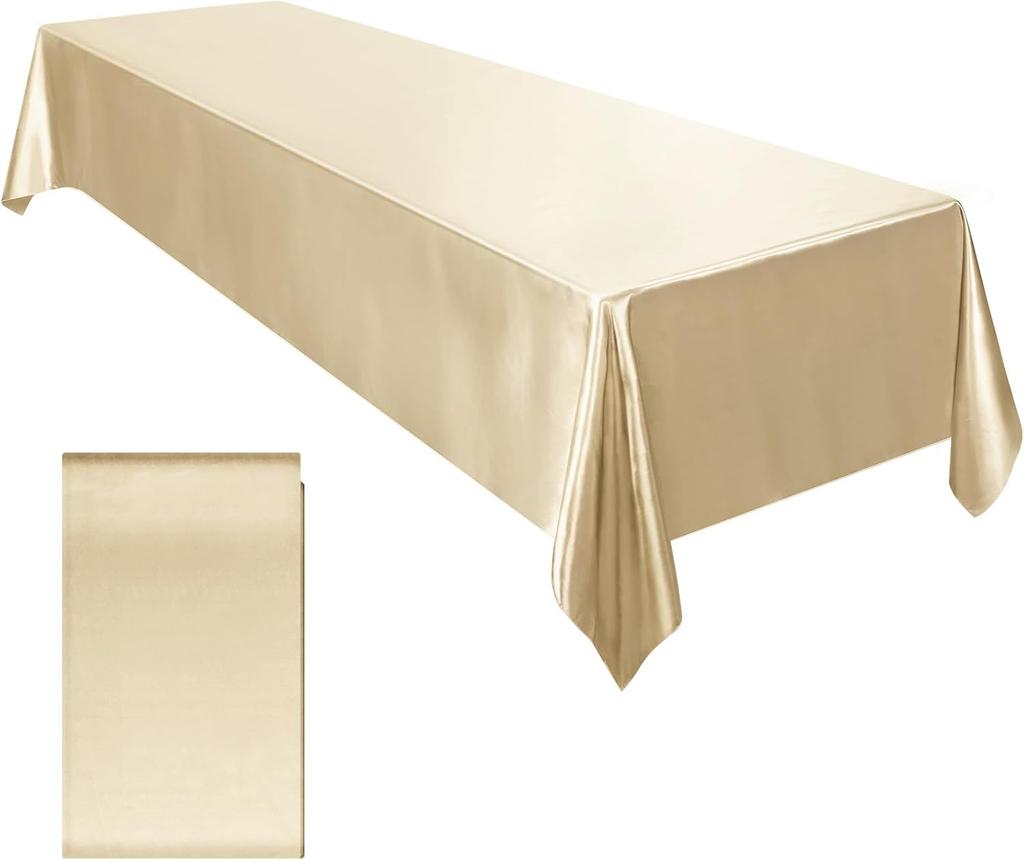 Table Cover Satin Tablecloth Soft Overlay Wedding Satin Large Bright Smooth Silk Rectangle Christmas Banquet Anniversary Dining Party Table Decor