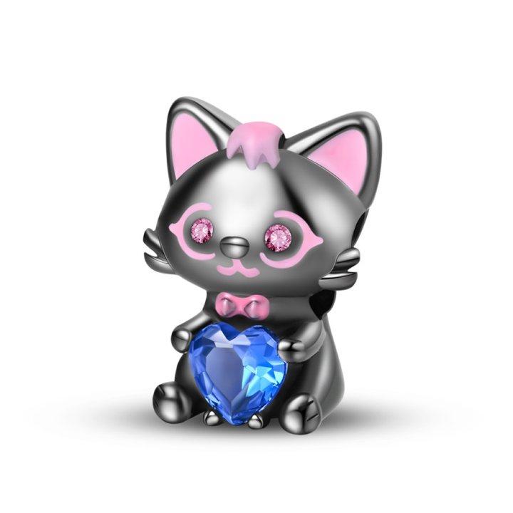 Fit Original Bracelet Copper Charms Cat Dog Animal Heart-Shaped Zirconia Beads For Women Jewelry Diy Making Gifts