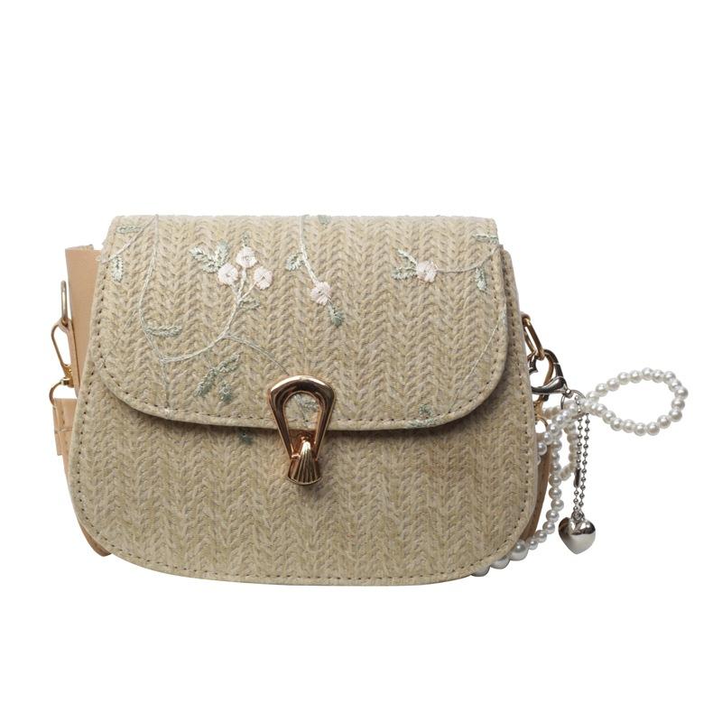 Geantă Crossbody Monoumar Nou Stil Țesută La Modă Versiune Coreeană cu Ins Geantă Mică Pătrată Geantă Țesută din Paie Femei