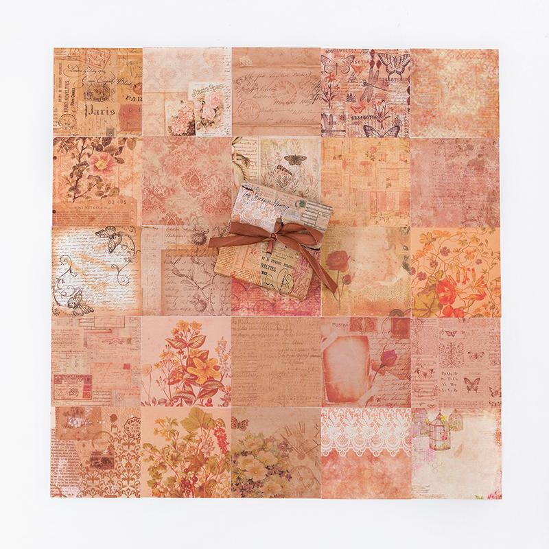 Retro Fusheng Dream Series Material Paper Hand Account DIY Scrapbooking Diary Collage Decorative Paper 100 Sheets, 6 Styles