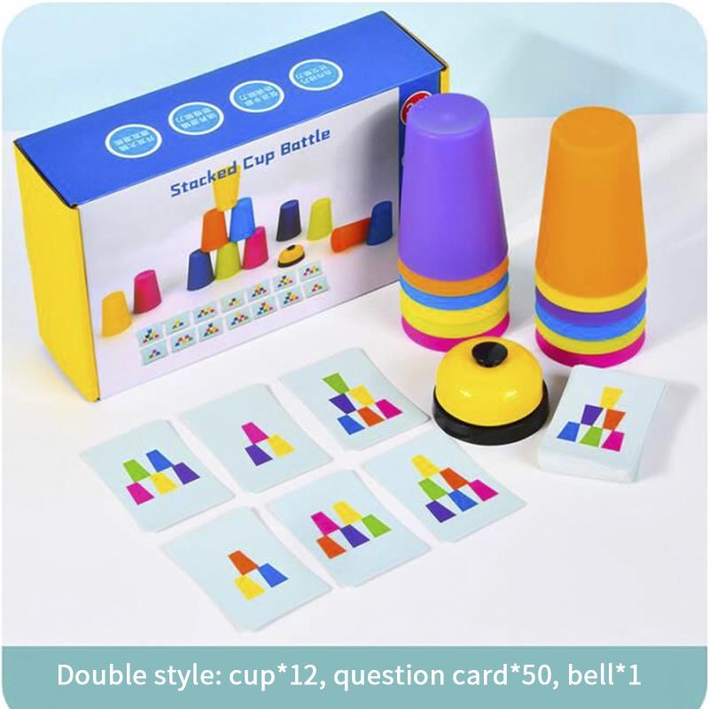משחק תחרותי כוסות ערימה לילדים, משחק שולחן מהנה של ערימת כוסות, תיאום עין-יד, מהירות, אימון ערימת כוסות לילדים