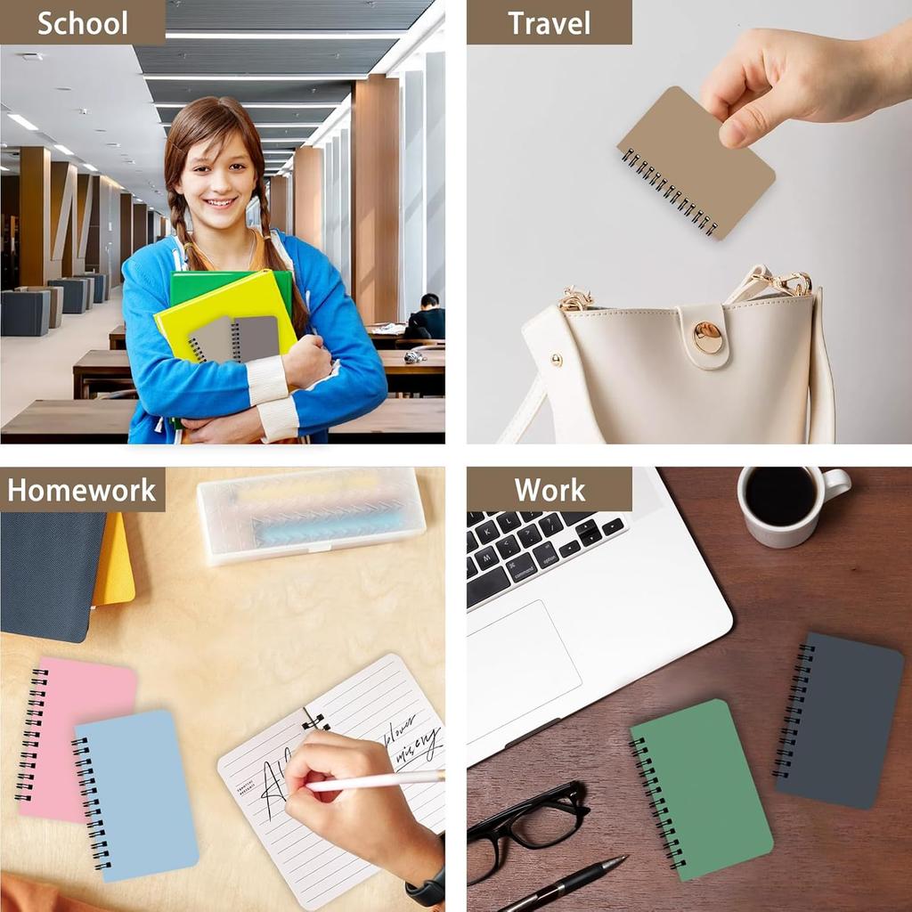 6 Pack Spiral Notebooks, 3x5 Pocket Size with Lined Pages for Home Office School Use