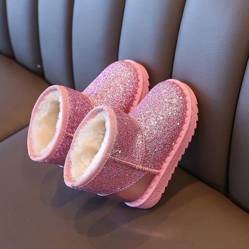 Boys and girls large cotton boots Girls non-slip children's fashion snow boots Winter new cotton boots keep warm