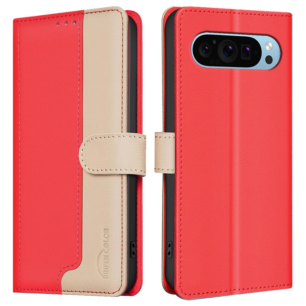 BINFEN COLOR BF33 For Google Pixel 9 Case Color Splicing Leather Cover with RFID Blocking