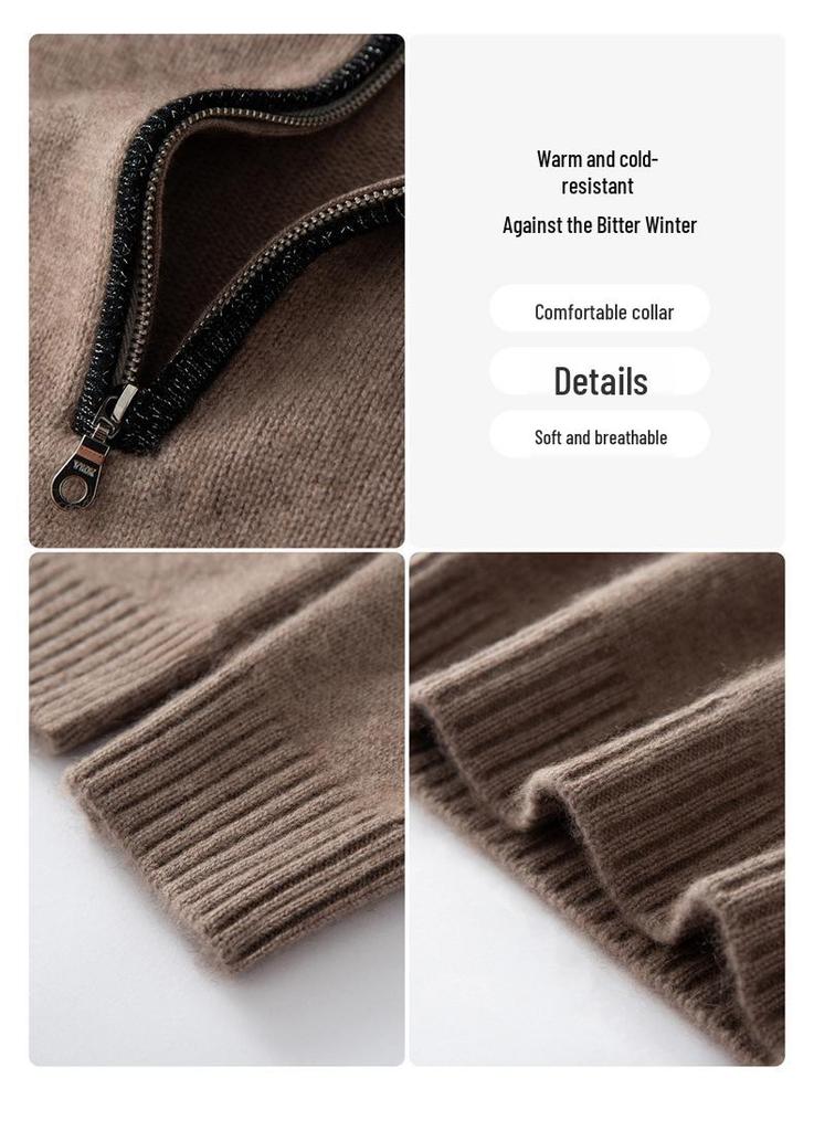 Women's 2025 Autumn/Winter Solid Color Cashmere Stand Collar Sweater - Thick, Loose, Fashionable, and Versatile Knitwear.