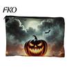 Halloween Storage Bag Bag, Large Capacity Cosmetic with Pumpkin Black Zipper Pouch Castle Skull Print, Smooth Thickened Canvas Toiletry Student School