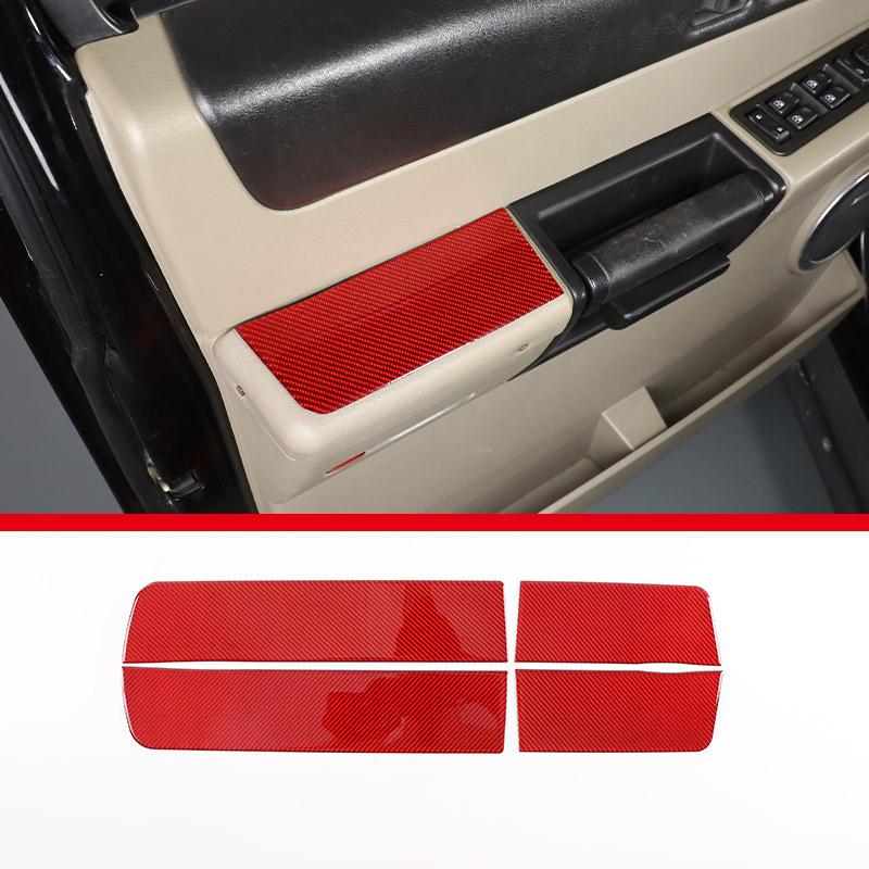 Red Soft Carbon Fiber Door Handle Steering Wheel Gear Shift Trim Cover Stickers Fit For Hummer H2 2003-2007 Interior Accessories
