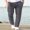 Pantalones de Lino de Verano Ajustados para Hombre 2024 – Transpirables, Color Sólido, Cintura Elástica, Corte Recto