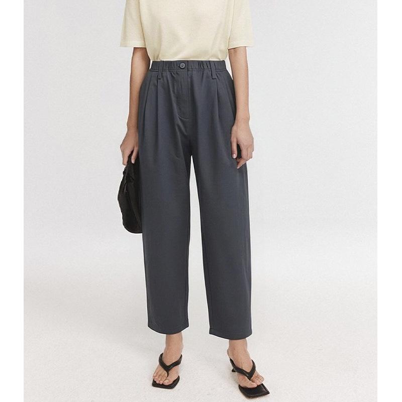 

Elastic Waist Women s Cotton Loose Straight-Leg Pants - Wide Leg Spring 2026 Style Small темно-серого