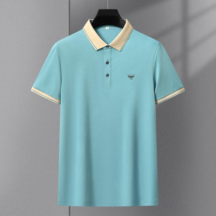 Summer New Lapel Short Sleeve Fashion Casual Men's Business Pure Color Polo Shirt