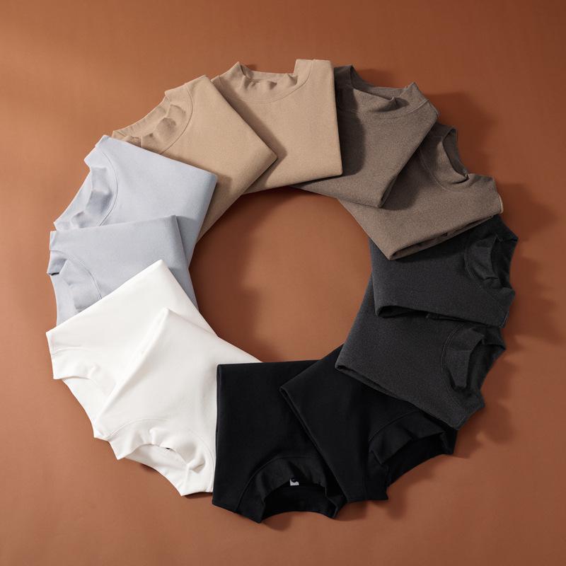 Women's Korean Style Double-Sided Velvet Long-Sleeve Turtleneck Top - Solid Color