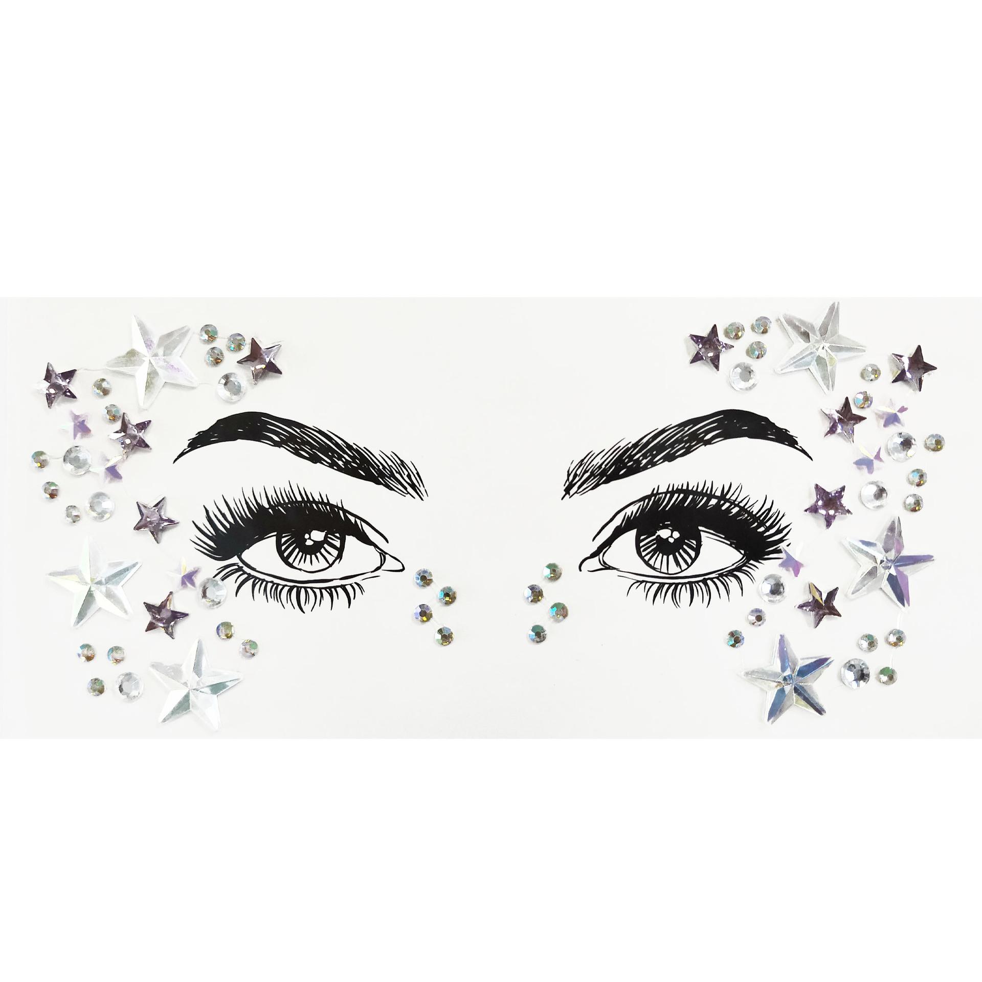 

Кристалл Лицо Драгоценности Стразы Лицо Наклейки Макияж Для Лица Фестиваль Драгоценных Камней Блеск Татуировки Бровей Фестиваль Партии Женщин Наряжаться 12.5*16.5CM