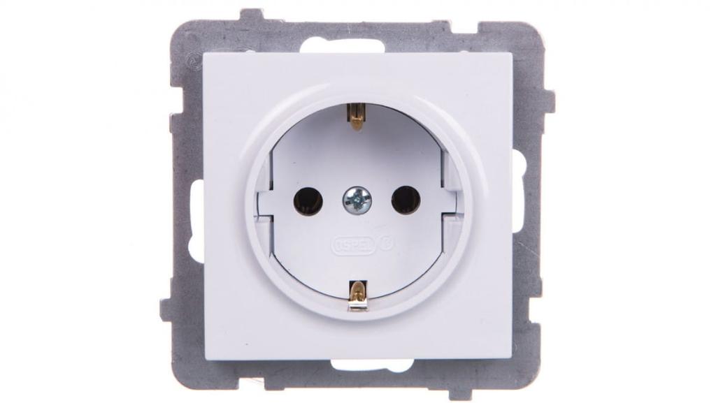 As Single Socket Z/U Schuko White Gp-1Gs//00