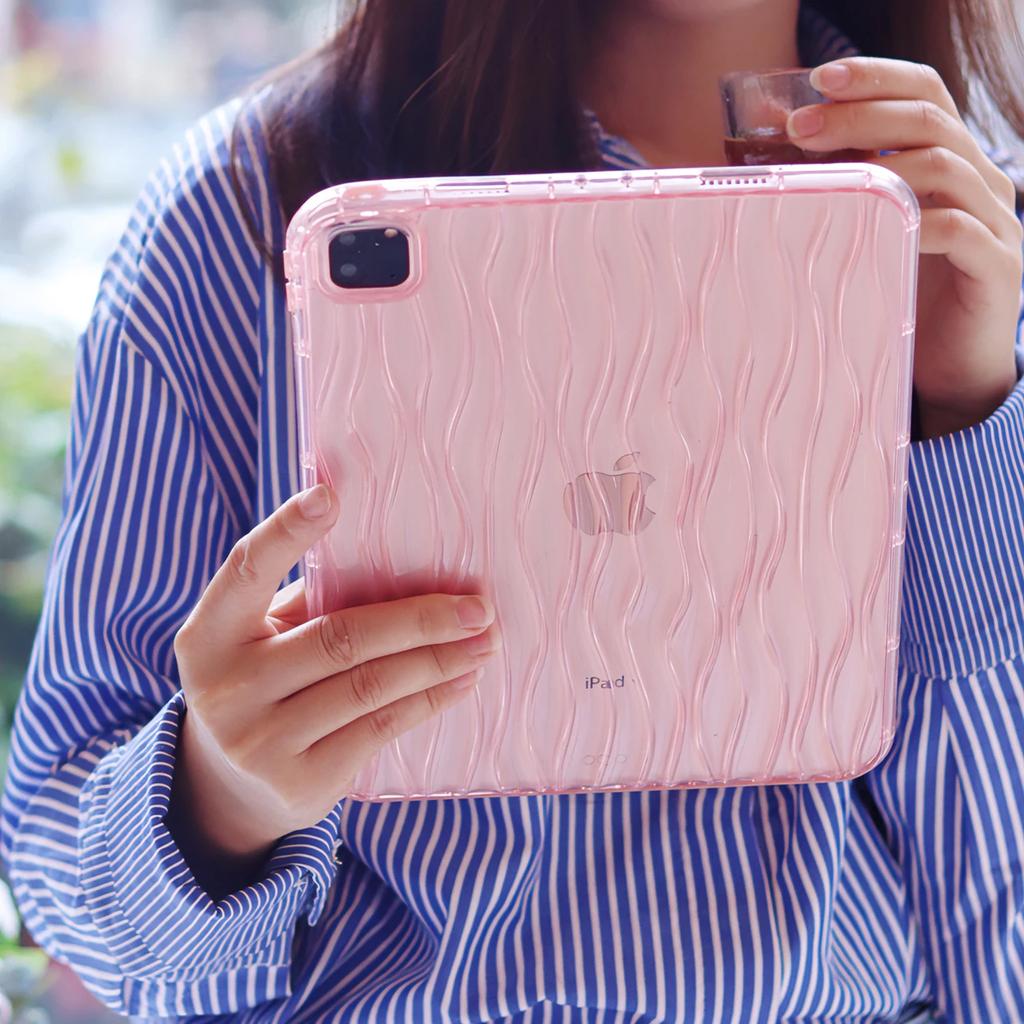 For IPad Case 7th 8th 9th 10th Generation Air 3rd 4th 5th Pro 11 Inch Mini 6 Tablet Cover Cases Wave Texture Transparent Soft