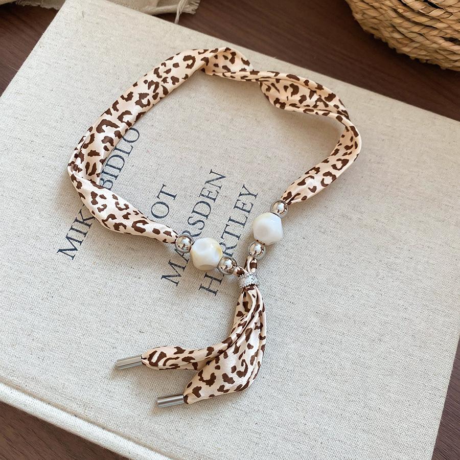 Retro style coffee fabric acrylic love necklace light luxury sweater chain versatile necklace women