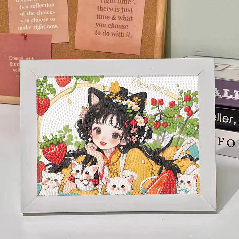 Strawberry Diamond Painting Diy Hand Sticker Diamond Tulip Sunflower Flower Girl Gives Girlfriend Birthday Gift