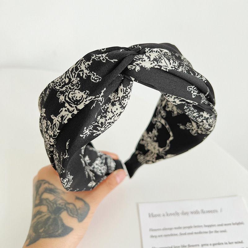 Wide Edge Printed Fabric Hair Accessories Women Cross Headband Simple Hair Hoop Knotted