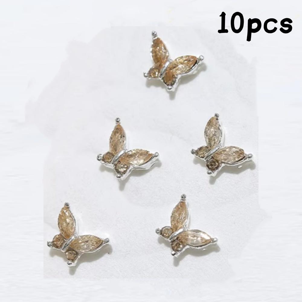 10pcs Alloy Butterfly Nail Art Charms 3D Stereoscopic Jewelry Manicure Decoation DIY Nail Rhinestones Gems Accessories