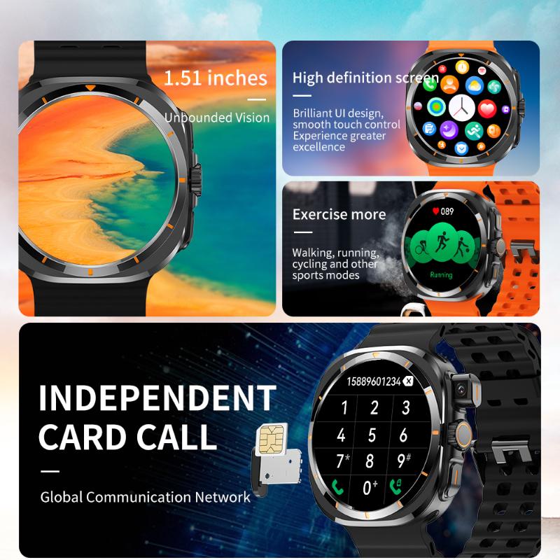 BW8 Smart Watch Support SIM Card Camera 400mah Battery Sports Mode Blood Pressure Oxygen Bluetooth Call Smartwatch