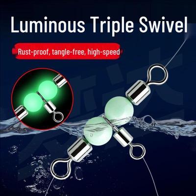Non-Damaging T-Shaped Luminous Large Fish Swivel Hook Separator with 8-Shaped Rock Fishing Ring