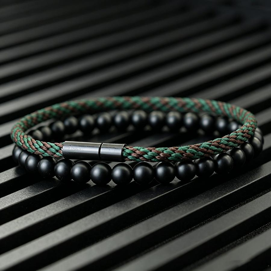 Stilvolles 2-teiliges Herren-Armband-Set, Premium ausgewählte ethnische Kordelarmbänder, Meditations-Heilungs-Handgelenk-Accessoires, Perfektes Geschenk für ihn