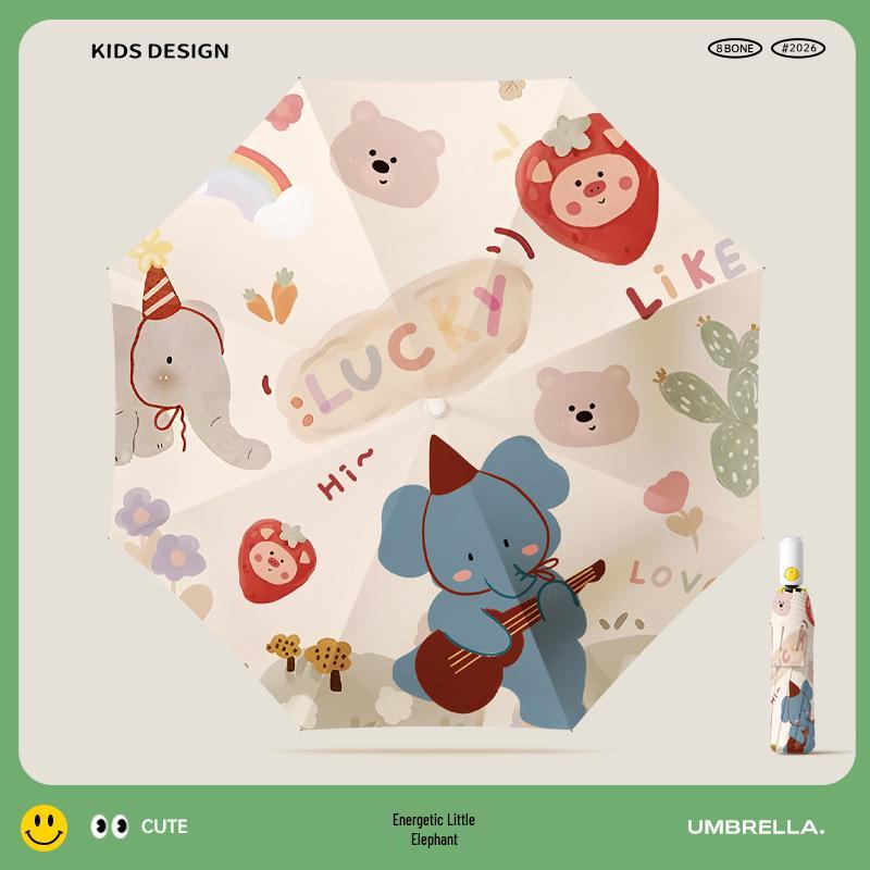 Automatic Cartoon Kids' Umbrella: Sun Protection, Windproof, Anti-lost, One-button Open/Close, Safety Anti-pinch