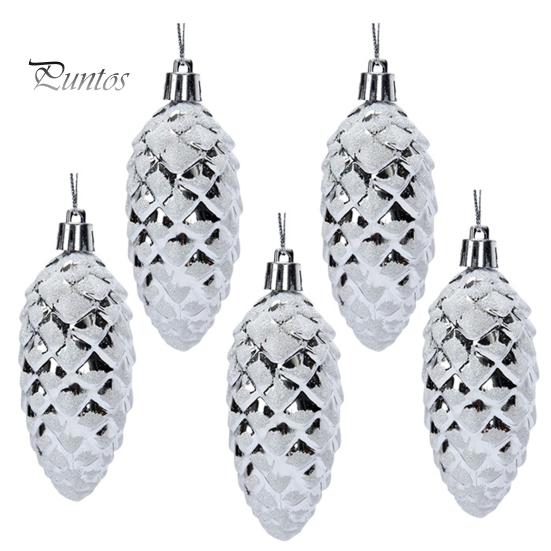 

5 шт., рождественский пластиковый орнамент из сосновой шишки, красочный блестящий блестящий кулон из сосновой шишки для праздничной вечеринки, макет сцены, рождественская елка, подвесное украшение серебряный