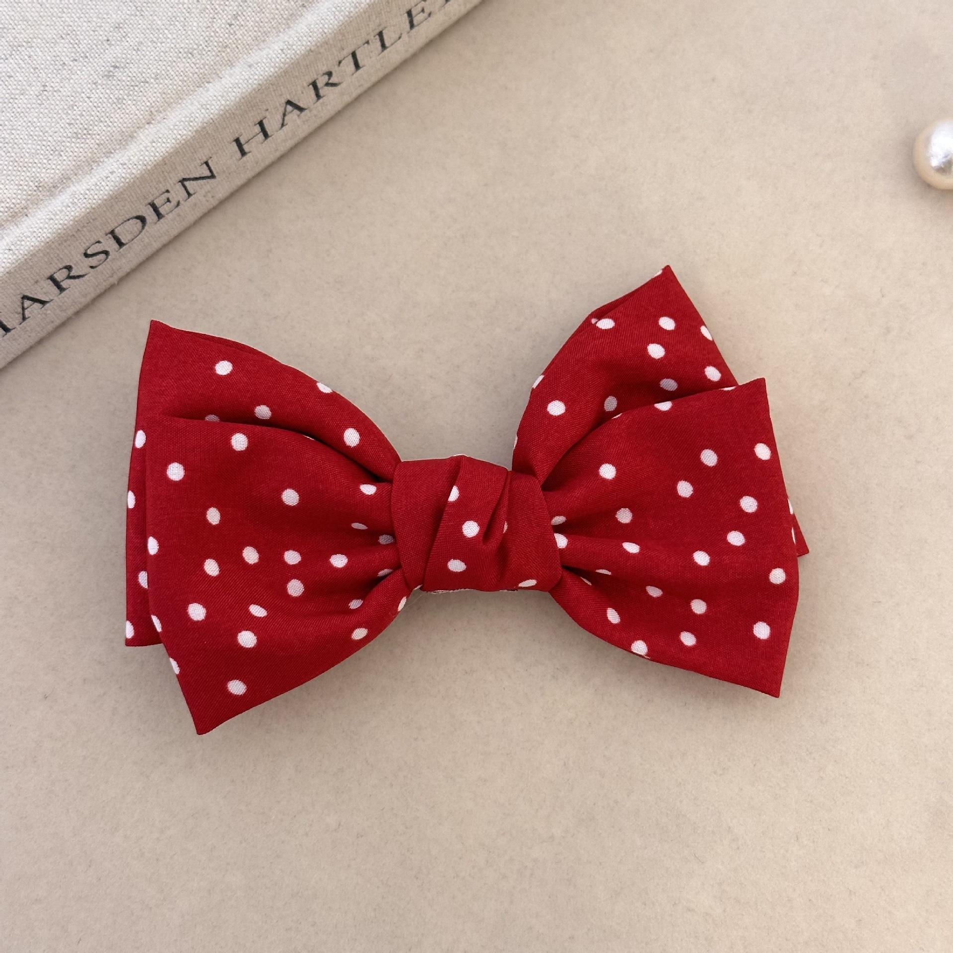 

Japanese and Korean Dot Bow Hair Clip Handmade Fabric Hair Accessories Women s Hair Clips