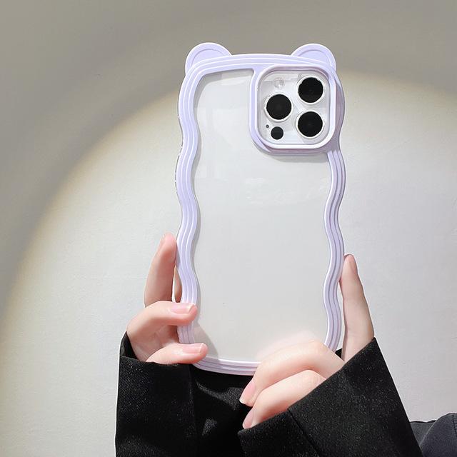 

3d 2в1 противоударный фиолетовый, розовый, синий, белый, мягкий чехол с медвежьими ушками для Iphone X Xr 11 Pro Max Xsmax 13 Mini 12 Promax Cover For iphone 11