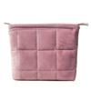 Fashion Velvet Cosmetic Bag Solid Color Large Capacity Quilted Storage Bag Lightweight Zipper Travel Toiletry Bag