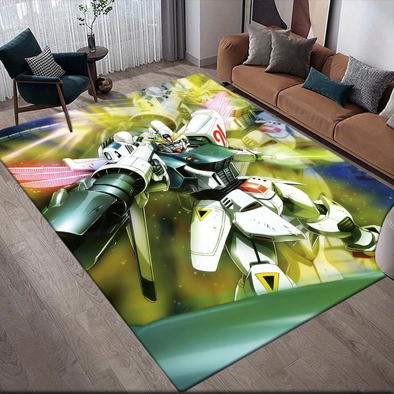 Mobile Suit Gundam Mecha Squad Square Area Rug, Non-Slip Floor Mat for Bedroom, Perfect Gift for Gundam Fans.chl