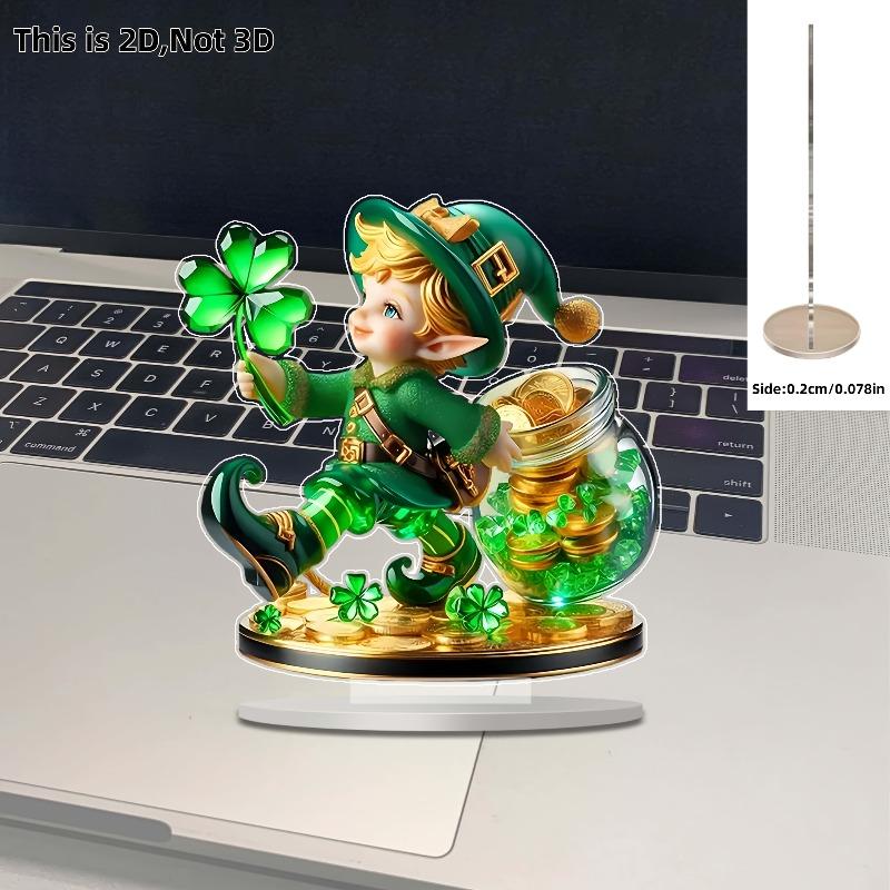 2D Flat Acrylic Crystal Figurine Desktop Decoration, St. Patrick's Day Gift, Suitable for Wall Decoration, Porch, Room, Villa, Accents Home, Hallway,