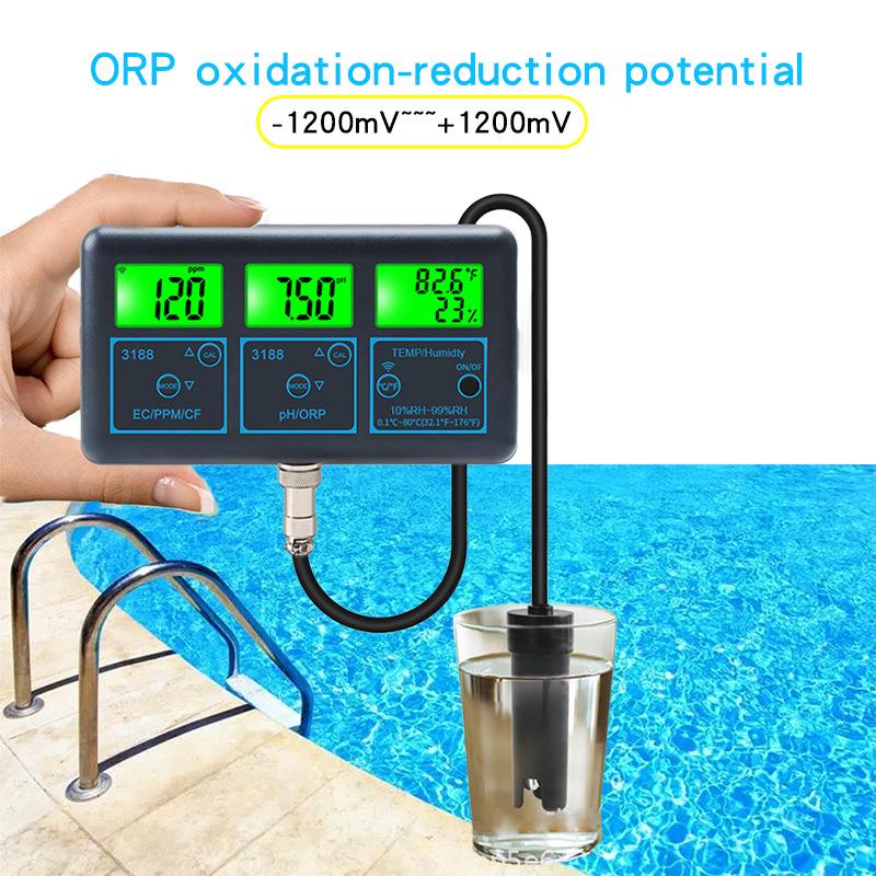 WiFi Tuya 7-in-1 Smart Water Quality Monitor: TDS, Conductivity, Fish Tank, Aquaculture pH, Alkalinity, ORP Meter