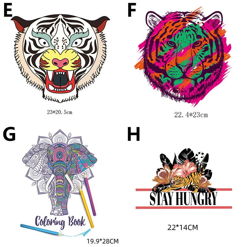 LZHLMCL Toppe Termoadesive Ferro Sui Vestiti Patch Tiger Lion Wolf Adesivi A Trasferimento Termico Di Calore Maglietta Da Uomo Applique Accessori Per L'Abbigliamento 9
