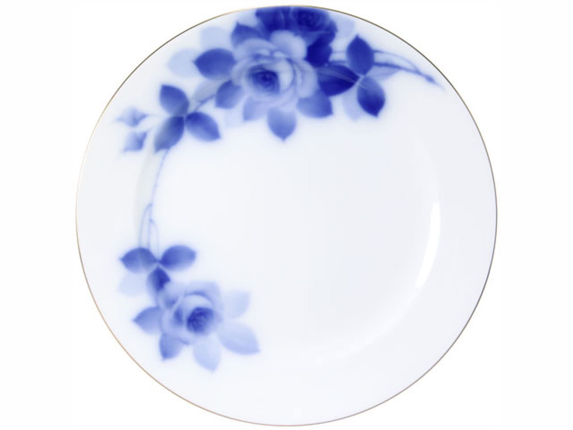 

Okura Pottery Blue Rose 26cm Meat Dish, Made in Japan, 1h/8011-a