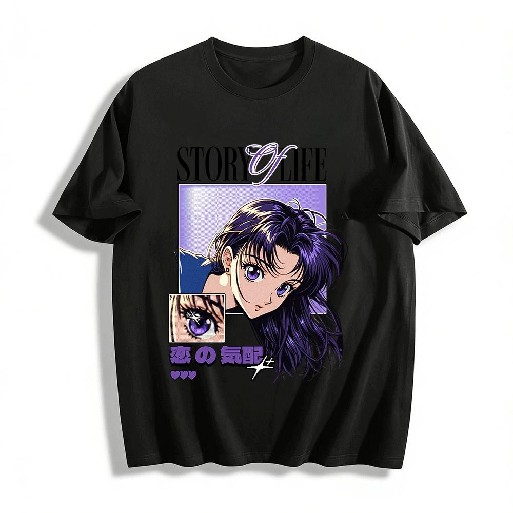 

Vintage 90s Japanese Anime Style Story Of Life Graphic Top Pure cotton T-shirt XXS