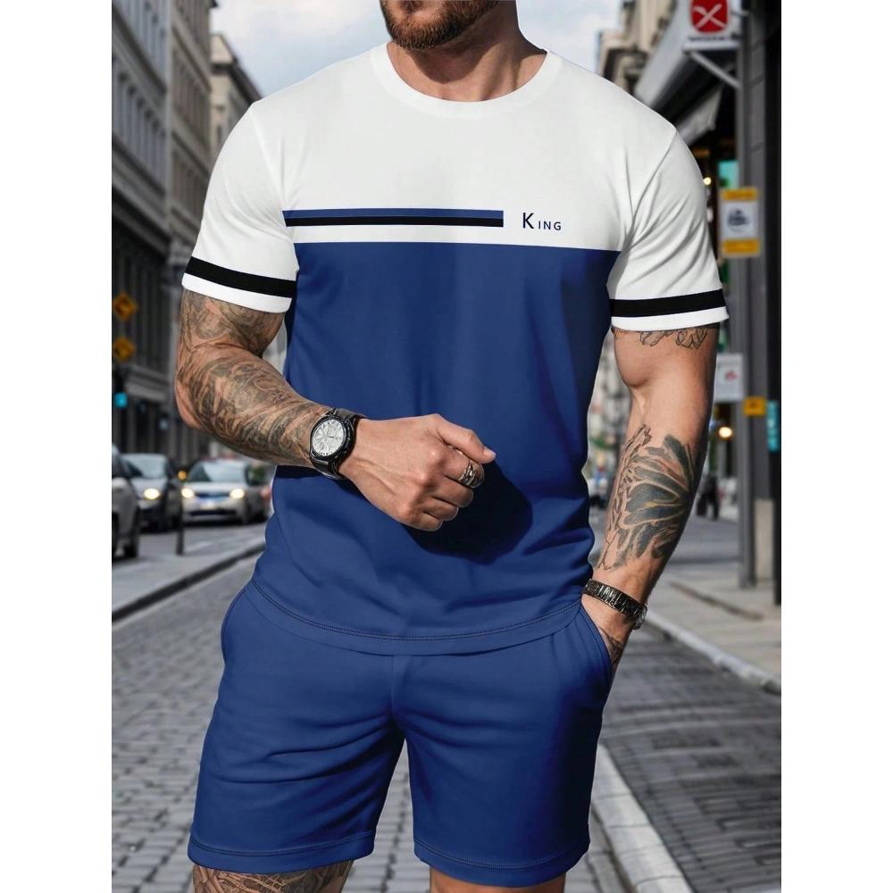Men's Casual Fashion Sports Suit Round Neck Lightweight Short-sleeved Shorts Suit Loose Comfortable Unisex Sports Clothing