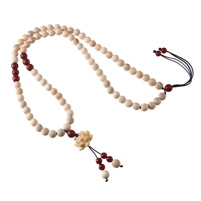 Camphor Wood Necklace Retro Long Cinnabar Beaded Pendant Sweater Chain Women's Accessories
