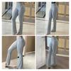 Yoga Pants Women Wide Leg Casual Trousers Elastic High Waist Hip-Hugging Style Solid Color Ribbed Fitness Pants