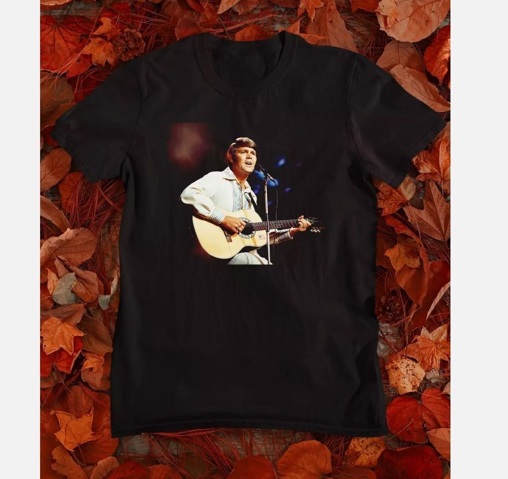 

Глен Кэмпбелл Редкая Хлопковая Черная Футболка Унисекс с Коротким Рукавом L