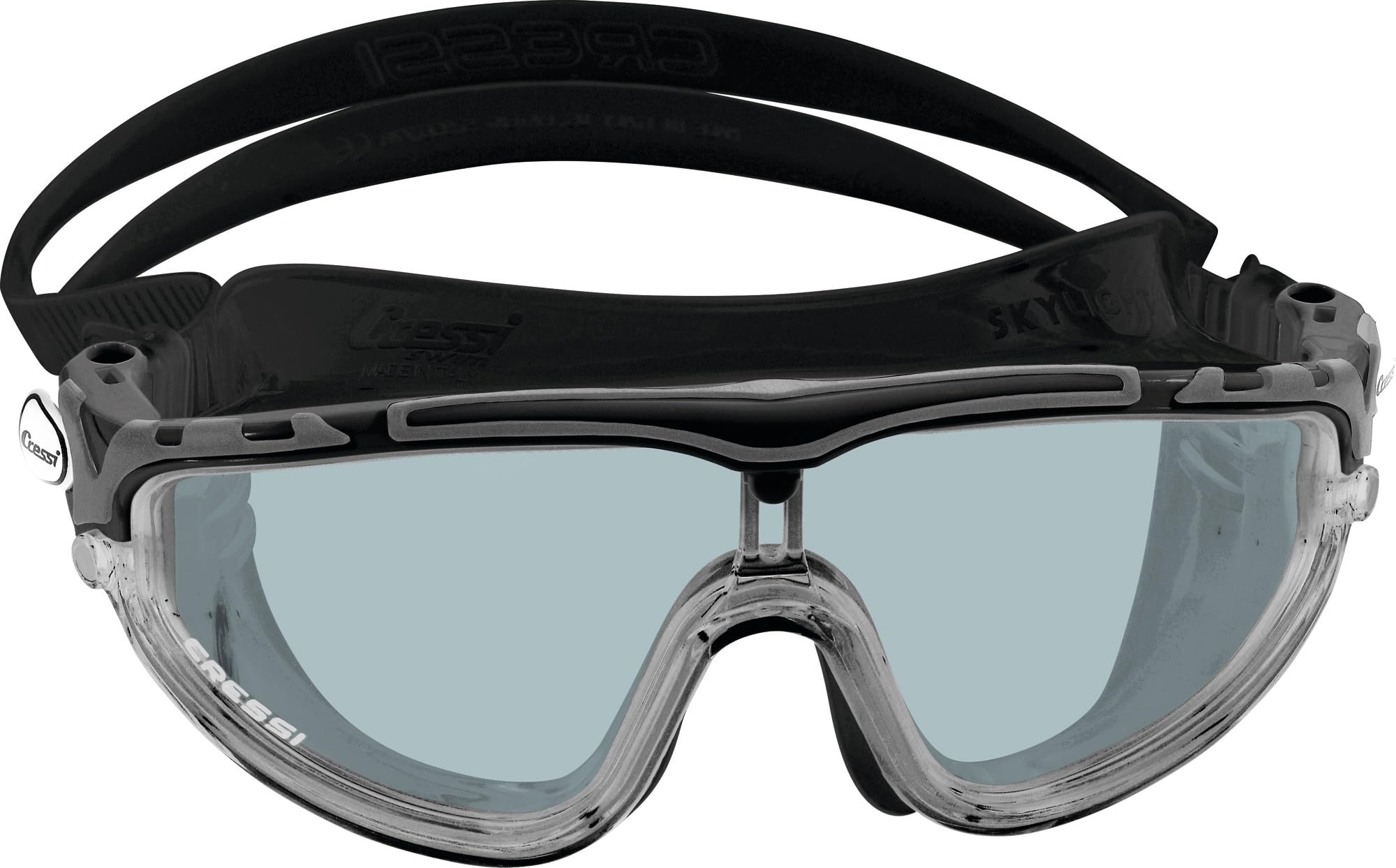 

Open Water Swimming Goggles Unisex SMOKED Single Eye Type Wide View UV Protection Processed Lens DE203450 [Cressy] [SKYLIGHT LENS] Black/Black