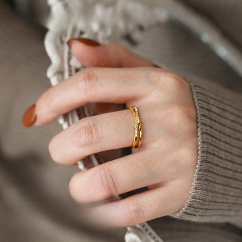 Sugar Cube Zircon Diamond Ring Does Not Fade Niche Design Plain Ring Titanium Steel Index Finger Ring Ins Simple Ring