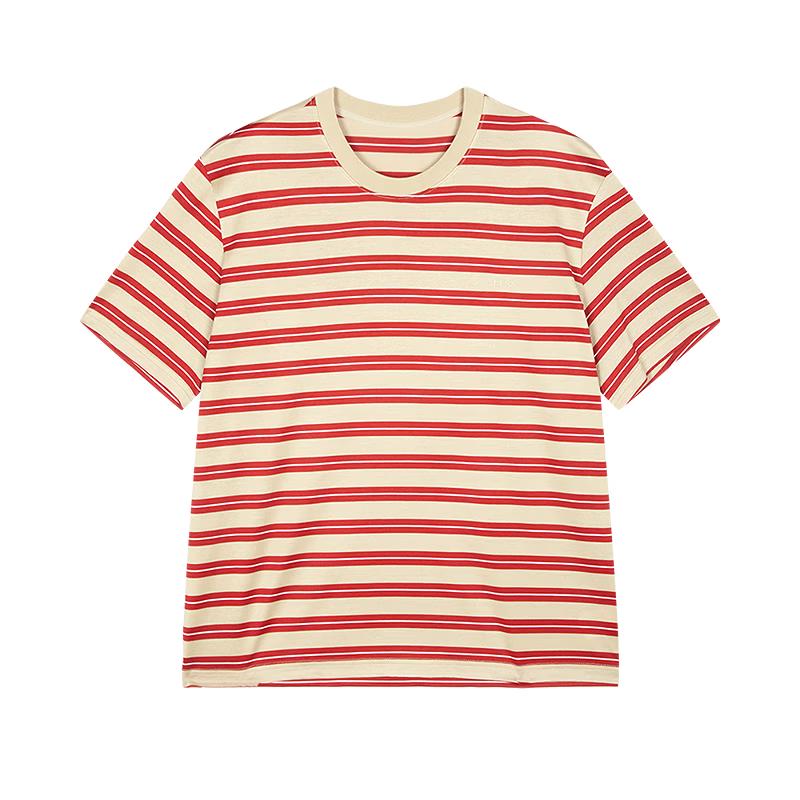 LESS Women s Striped Round Neck Loose T-shirt M