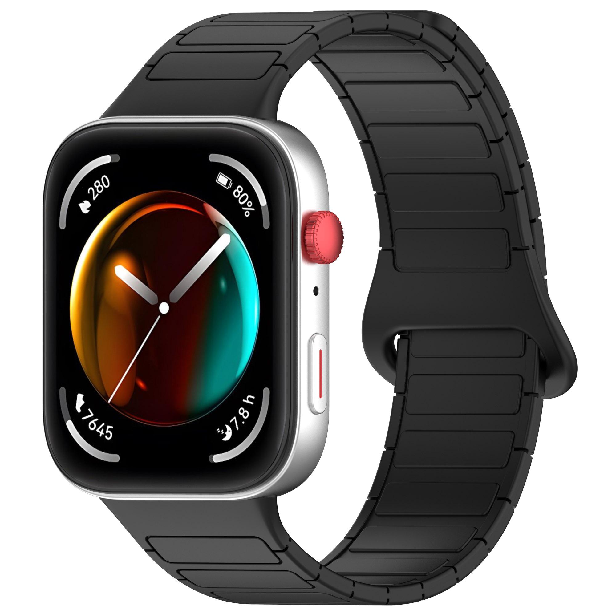 

For Huawei Watch Fit 3 Dual Color Replacement Band Magnetic Silicone Watch Strap Black