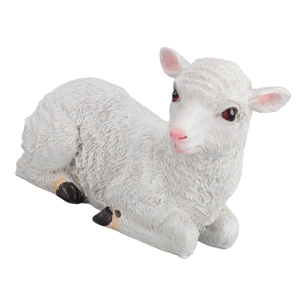 Resin Sheep Ornament Multipurpose Cute Vivid Fine Crafted Waterproof Garden Sheep Statue for Outdoor Indoor
