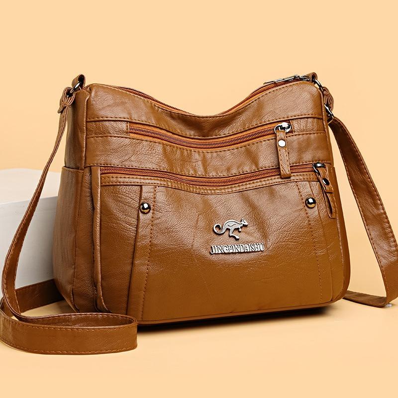 Bag women's new medium mother bag large capacity fashionable simple versatile pu soft leather simple casual shoulder bag