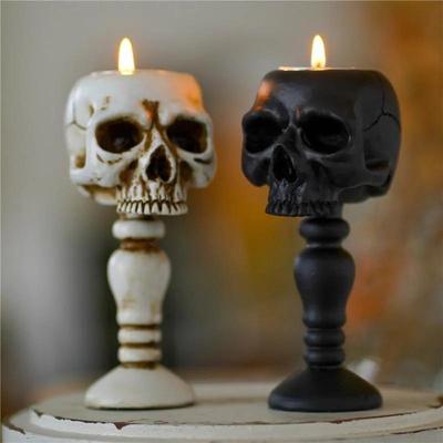 Skull Candle Holder Vintage Skeleton Candlestick Tea Light Cup for Home Party Decoration